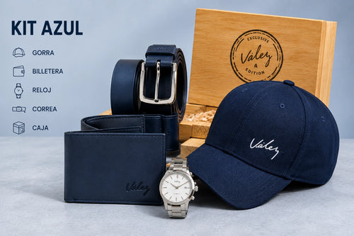 Super Set Correa Cuero 100% + billetera cuero 100% + Reloj + Gorra Hombre + estuché contramarcado Vélez
