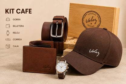 Super Set Correa Cuero 100% + billetera cuero 100% + Reloj + Gorra Hombre + estuché contramarcado Vélez